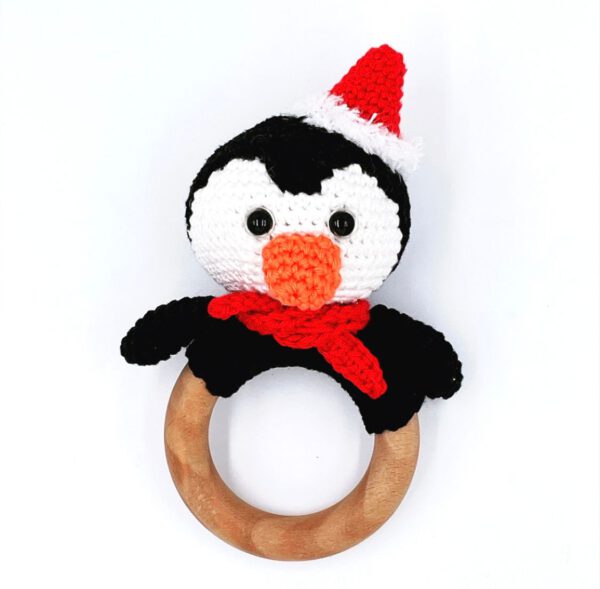 gehaakte rammelaar kerst pinguin